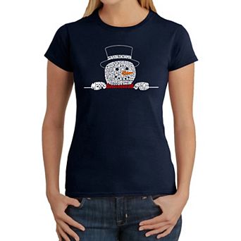 Peeking Snowman - Women's Word Art T-Shirt