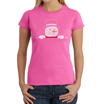 Peeking Snowman - Women's Word Art T-Shirt