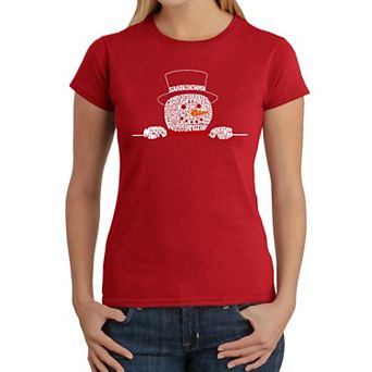 Peeking Snowman - Women's Word Art T-Shirt