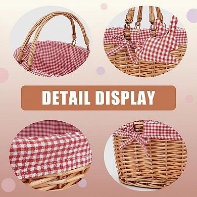 Yellow Willow Picnic Basket Double Folding Handles Removable Flower Liner Multi-Purpose Storage Gift