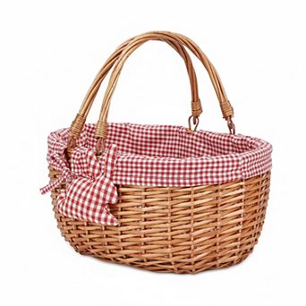 Yellow Willow Picnic Basket Double Folding Handles Removable Flower Liner Multi-Purpose Storage Gift