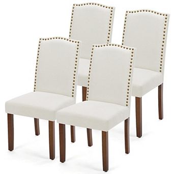 Set of 4 Modern PU Leather Dining Chairs Wooden Padded Seat Durable Comfortable