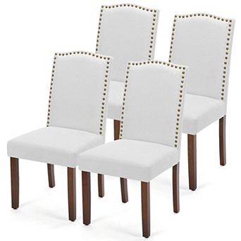 Set of 4 Modern PU Leather Dining Chairs Wooden Padded Seat Durable Comfortable