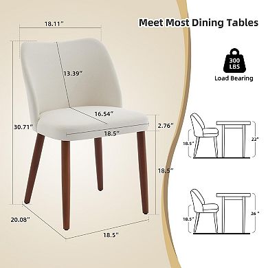 Linen Dining Chair Set Of 4 Upholstered Wood Wing Backrest Thick Cushions Leveling Feet Kitchen