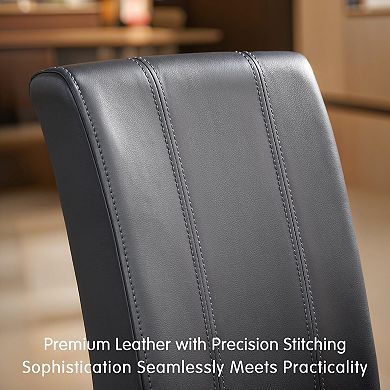 Set of 4 Faux Leather Dining Chairs Upholstered Parsons with Solid Wood