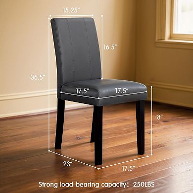 Set of 4 Faux Leather Dining Chairs Upholstered Parsons with Solid Wood