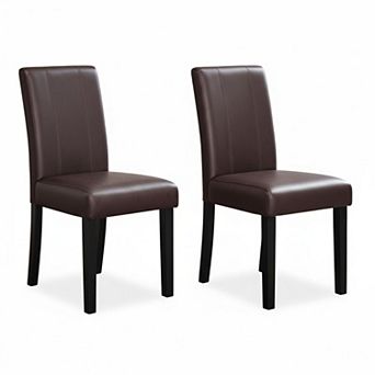 Set of 4 Faux Leather Dining Chairs Upholstered Parsons with Solid Wood