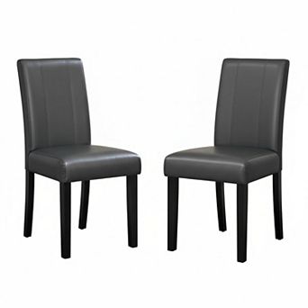 Set of 4 Faux Leather Dining Chairs Upholstered Parsons with Solid Wood