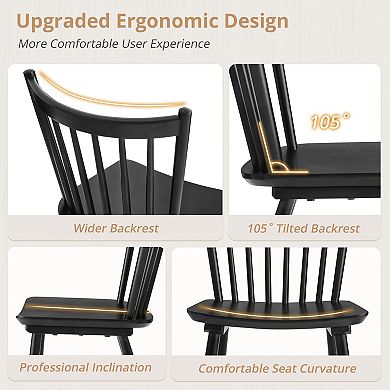 Upgraded Dining Chairs Set of 4 Farmhouse Wooden Spindle Comfortable Sturdy Versatile