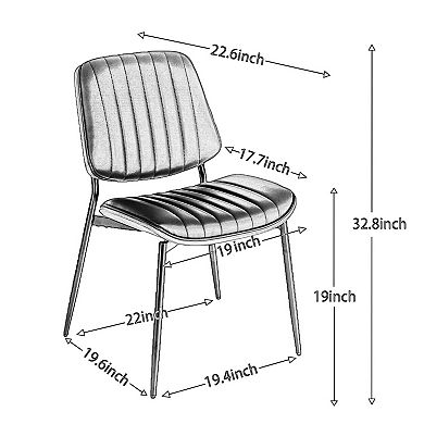 Set Of 2 Mid Century Modern Dining Chairs PU Leather Walnut Bentwood Metal Frame
