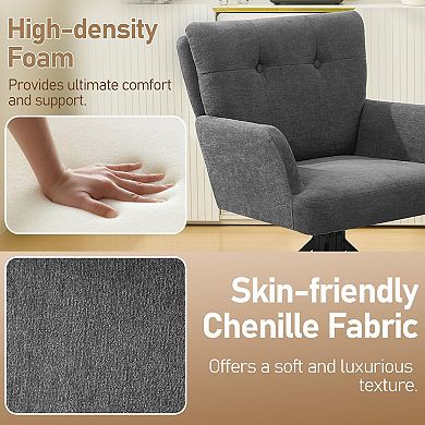 Fabric Dining Chair Modern Upholstered Swivel Accent Armchair Mid Back No Wheels Multi Use