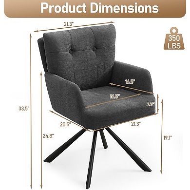 Fabric Dining Chair Modern Upholstered Swivel Accent Armchair Mid Back No Wheels Multi Use