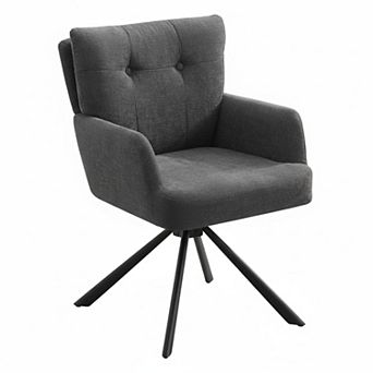 Fabric Dining Chair Modern Upholstered Swivel Accent Armchair Mid Back No Wheels Multi Use