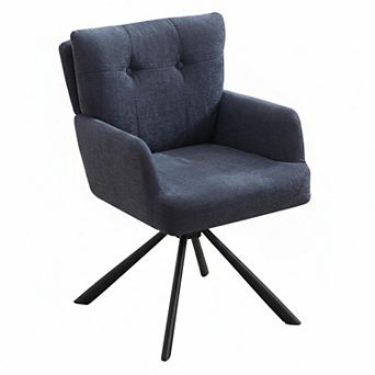 Fabric Dining Chair Modern Upholstered Swivel Accent Armchair Mid Back No Wheels Multi Use