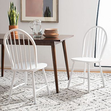 Set of 2 Black Windsor Farmhouse Dining Chairs Solid Wood Spindle Back