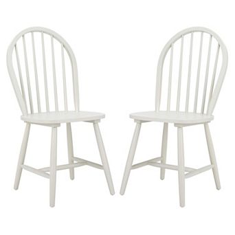 Set of 2 Black Windsor Farmhouse Dining Chairs Solid Wood Spindle Back