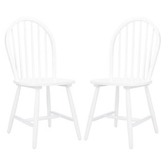 Set of 2 Black Windsor Farmhouse Dining Chairs Solid Wood Spindle Back