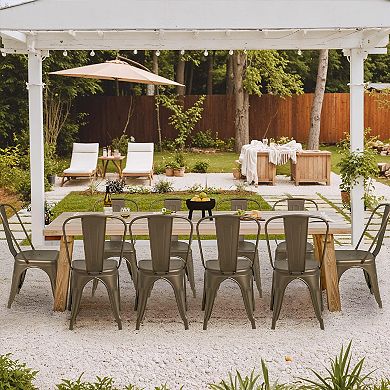 Metal Dining Chairs Indoor Outdoor Stackable Classic Bistro Cafe Set Of 4