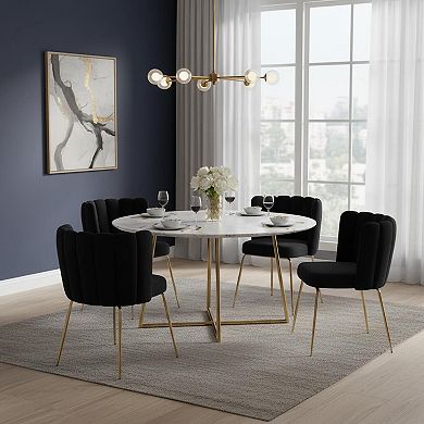 Dining Chairs Set Of 2 Modern Accent Chair Petal Back Metal Legs Upholstered Comfy