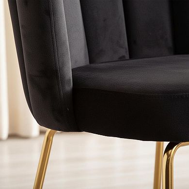 Dining Chairs Set Of 2 Modern Accent Chair Petal Back Metal Legs Upholstered Comfy