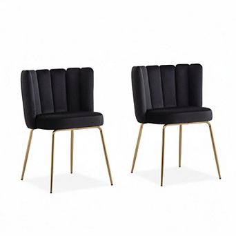 Dining Chairs Set Of 2 Modern Accent Chair Petal Back Metal Legs Upholstered Comfy