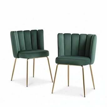 Dining Chairs Set Of 2 Modern Accent Chair Petal Back Metal Legs Upholstered Comfy