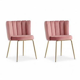 Dining Chairs Set Of 2 Modern Accent Chair Petal Back Metal Legs Upholstered Comfy