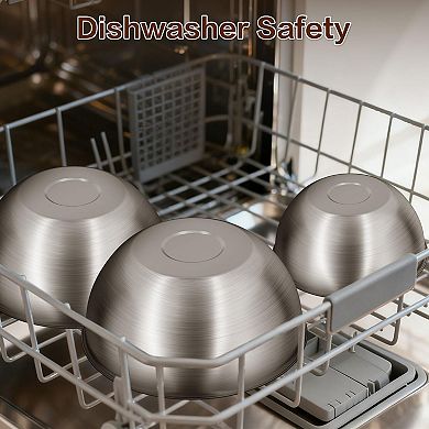 3-Piece Stainless Steel Mixing Bowls w/Measurement Marks Food Grade Dishwasher Safe Stackable for