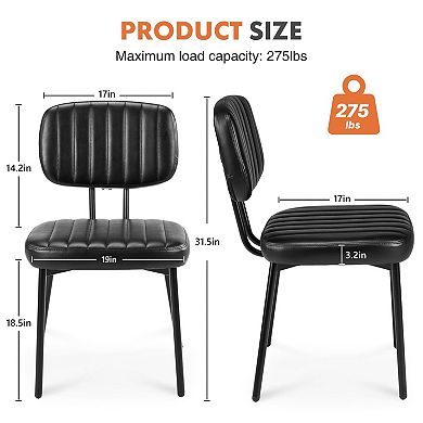 Dining Chairs Upholstered Mid Century Modern Faux Leather Metal Ergonomic Kitchen Home Office