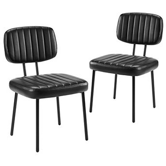 Dining Chairs Upholstered Mid Century Modern Faux Leather Metal Ergonomic Kitchen Home Office