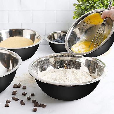 5-Piece Stainless Steel Mixing Bowl Set Meal Prep Food Storage Nesting Dishwasher Safe