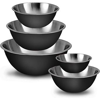 5 pc Stainless Steel Mixing Bowl Set Meal Prep Food Storage Nesting Dishwasher Safe