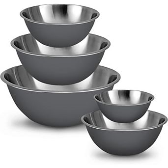 5 pc Stainless Steel Mixing Bowl Set Meal Prep Food Storage Nesting Dishwasher Safe