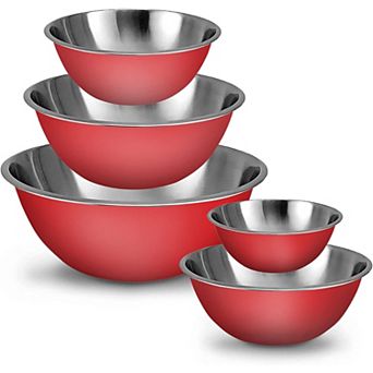 5 pc Stainless Steel Mixing Bowl Set Meal Prep Food Storage Nesting Dishwasher Safe
