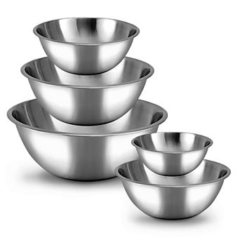 5 pc Stainless Steel Mixing Bowl Set Meal Prep Food Storage Nesting Dishwasher Safe