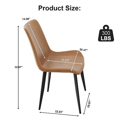 Modern PU Leather Dining Chairs Sturdy Metal Frame Upholstered Indoor Kitchen Living Room
