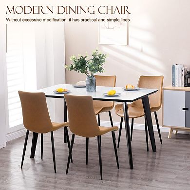 Modern PU Leather Dining Chairs Sturdy Metal Frame Upholstered Indoor Kitchen Living Room