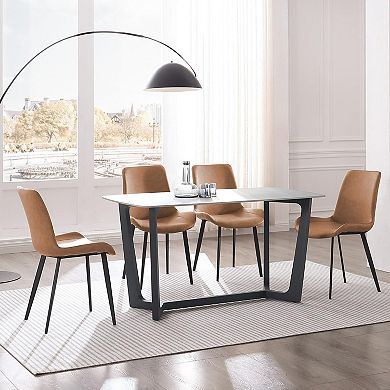Modern PU Leather Dining Chairs Sturdy Metal Frame Upholstered Indoor Kitchen Living Room