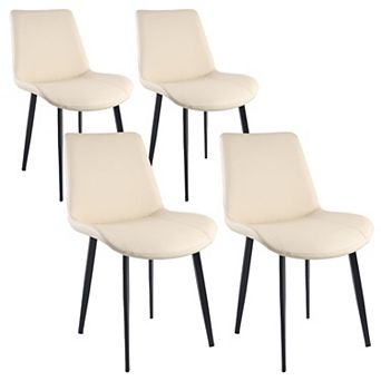 Modern PU Leather Dining Chairs Sturdy Metal Frame Upholstered Indoor Kitchen Living Room