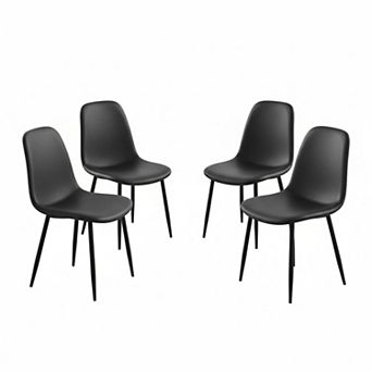 Modern PU Leather Dining Chairs Sturdy Metal Frame Upholstered Indoor Kitchen Living Room