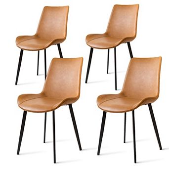 Modern PU Leather Dining Chairs Sturdy Metal Frame Upholstered Indoor Kitchen Living Room