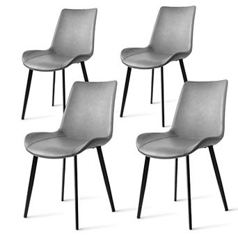 Modern PU Leather Dining Chairs Sturdy Metal Frame Upholstered Indoor Kitchen Living Room