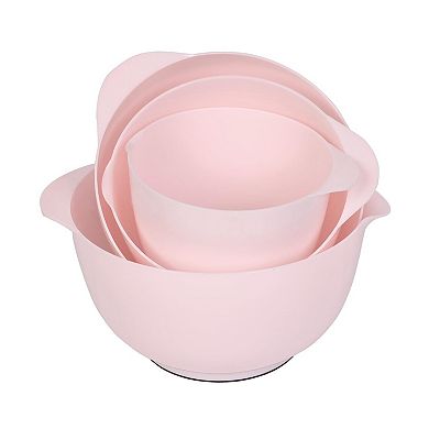 Nesting Plastic Mixing Bowl Set 4 Piece With Pour Spouts Food Safe Stackable Non-Sticky Anti-Slip