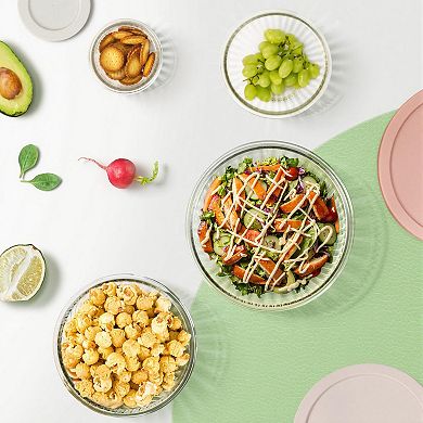 Glass Mixing Bowls with Lids 4-Pack BPA Free Dishwasher Safe Stackable for Baking Meal Prep Storage