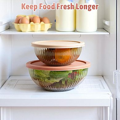 Glass Mixing Bowls with Lids 4-Pack BPA Free Dishwasher Safe Stackable for Baking Meal Prep Storage