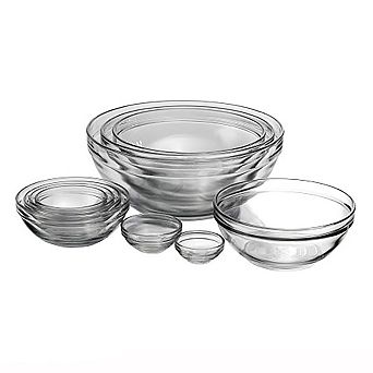 10 pc Glass Mixing Bowl Set Nesting 1 Oz to 3.5-qt Durable Safe