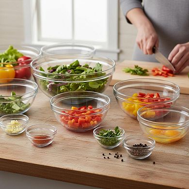 10 Piece Glass Mixing Bowl Set Nesting 1 Oz to 3.5 Qt Durable Safe