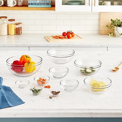 10 Piece Glass Mixing Bowl Set Nesting 1 Oz to 3.5 Qt Durable Safe