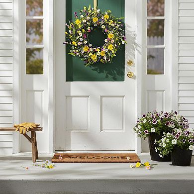 22 Inch Spring Summer Wreath Artificial Eucalyptus Lavender Daisy Front Door Indoor Outdoor Decor
