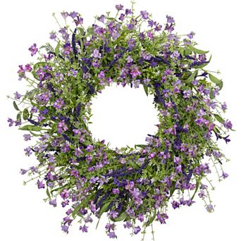 22 Inch Spring Summer Wreath Artificial Eucalyptus Lavender Daisy Front Door Indoor Outdoor Decor